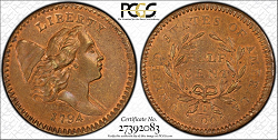 1794 Half Cent PCGS MS 67
