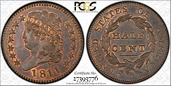 1811 Half Cent PCGS MS66
